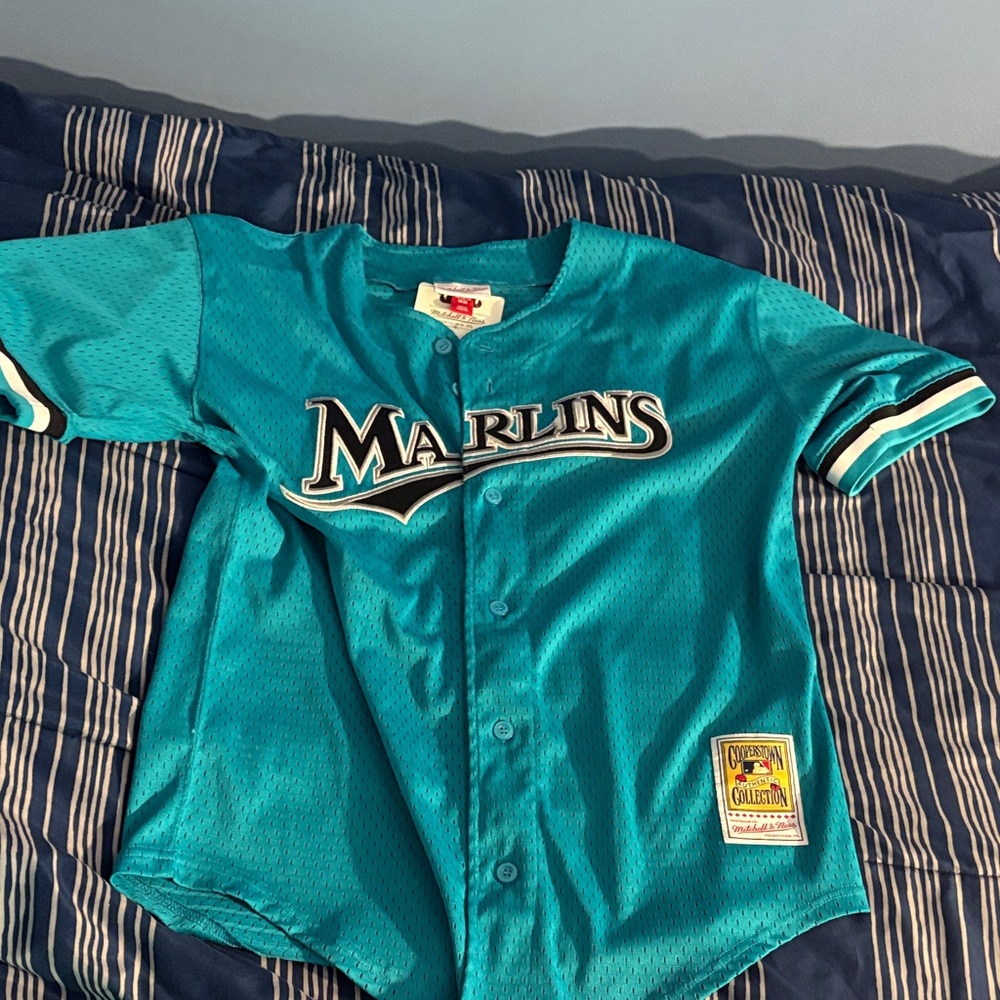 Mitchell & Ness Teal Marlins Jersey